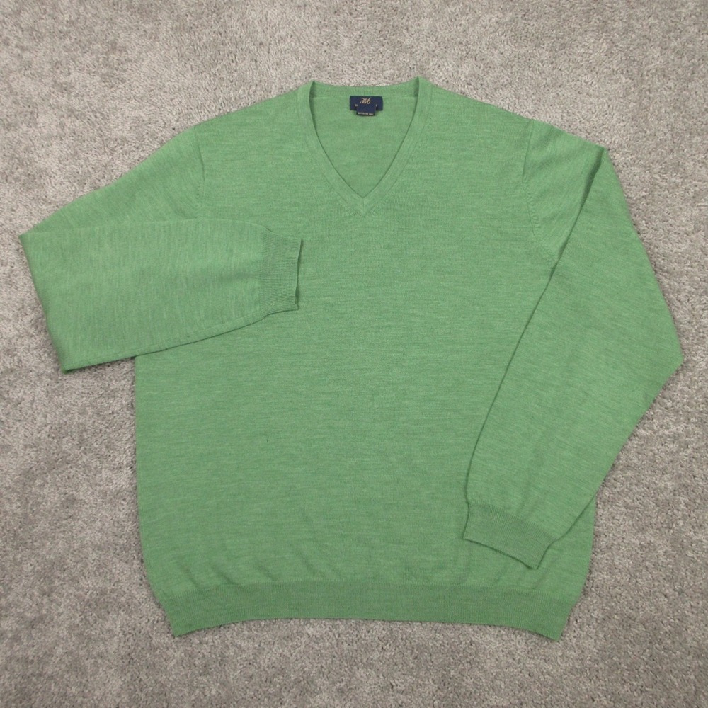 Brooks Brothers Shirt Mens XL Green V-Neck Pullover Merino Wool Stretch 346 Knit